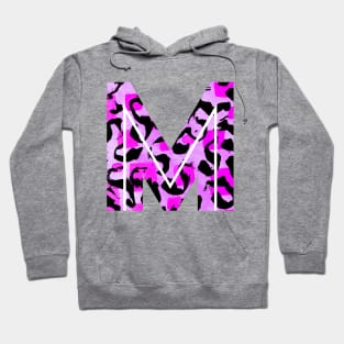 Abstract Letter M Watercolour Leopard Print Alphabet Hoodie